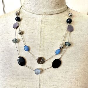 jules b beaded floating double strand necklace